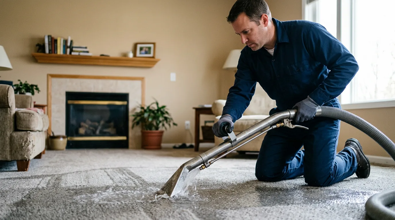 Water damage restoration technician working near Sharon, ND